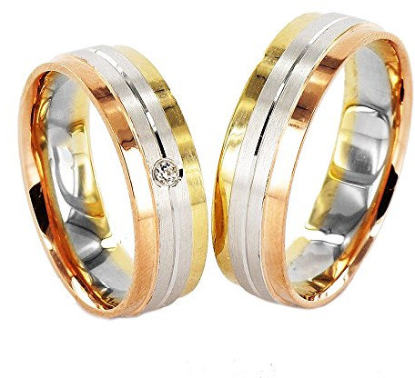 JC TRAURINGE 585er TRICOLOR EHERINGE GELBGOLD, ROTGOLD & WEIßGOLD J916