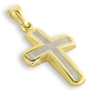 Kreuz Kreuz Anhänger echt 14 Karat Gold 585 Bicolor (Art.203134) Gratis Express Gravur