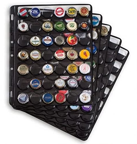 Leuchtturm 305080 Compart Kunststoffhüllen für 42 Kronkorken oder Champagnerdeckel - 5er-Pack, für Grande-Binder