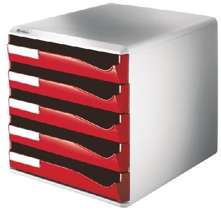Schubladenbox 5 Laden rot LEITZ 52800025