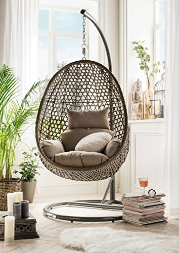 Destiny Hängesessel Cocoon DE Luxe inkl. Gestell und Polster, beige-grau