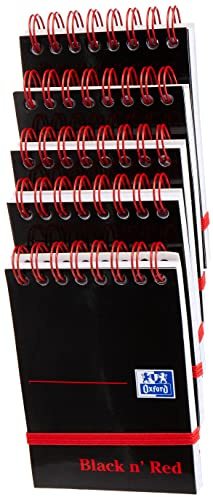 Black n Red A7 Glossy Hardback Wirebound Notebook of 144 Pages (Pack of 5),black/red