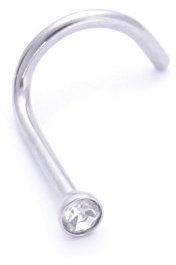 Surgical Steel Small Gem Crystal Screw Nose Stud Ring Body Piercing UK Seller (Clear)