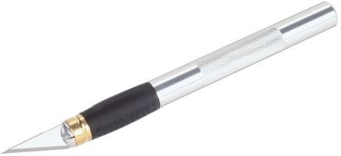 wolfcraft Präzisionsmesser I 4195000 I für sehr exakte Schneidarbeiten - extrascharfe und spitze Präzisionsklinge - leichter Aluminiumgriff