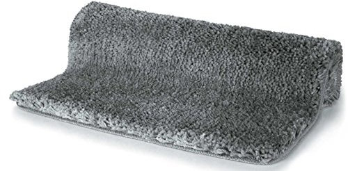 Spirella Badteppich Badematte Duschvorleger Mikrofaser Hochflor | flauschig | rutschhemmend | geeignet für Fußbodenheizung | 55x65 cm | Grau