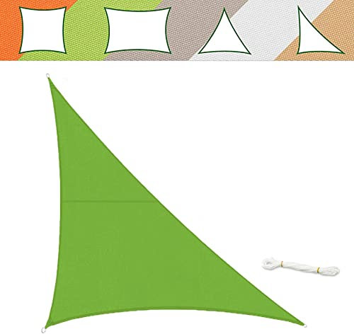 casa pura Sonnensegel 5 x 5 x 7 m, Hellgrün - inkl. Befestigungsmaterial - Dreieck - Reißfestes Polyester-Gewebe - Wasserabweisend imprägniert - Sonnenschutz