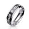 Paula & Fritz® Ring Damen Zirkonia Klar Titan-IUM Größe 54 (17,2) Silber-schwarz 6-mm breit Partnerring Ehering Verlobungsring Bandring Herrenring