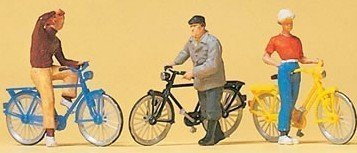 Preiser 10515 Stehende Radfahrer am Bahnübe