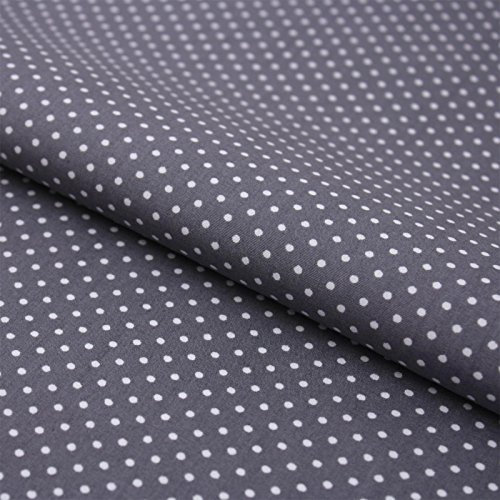 Stoff Meterware Punkte 2 mm Baumwolle - 1 Meter, Baumwollstoff, Schadstoffgeprüft, Gepunktet, Tupfen, Kinder, Fasching, Karneval (Weiß auf Grau)
