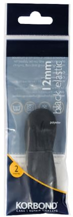 Korbond - Black Polyester Elastic 12mm by 2 meters