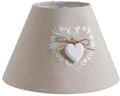 AUBRY GASPARD - Abat-Jour Coton Broderie Coeur - Décoration Bois - Structure Métal - Ambiance Romantique - Compatible Supports Lampe - Idéal Chambre Salon