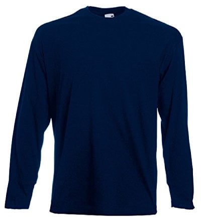 Fruit of the Loom Men's Valueweight Long Sleeve T Shirt, Deep Navy, L UK