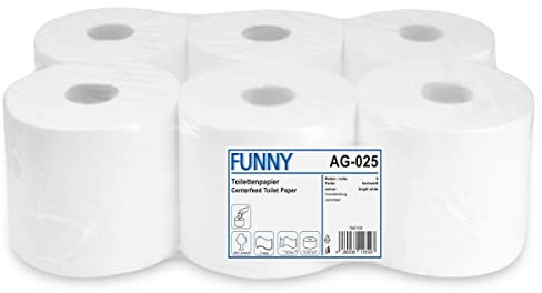 Funny Toilettenpapier - Innenabwicklung, 2-lagig hochweiß, 1er Pack (1 x 6 Stück)