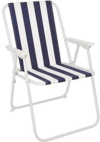 Spetebo Piccolo Klappstuhl in blau weiß - praktisch und bequem - Ideal für unterwegs!