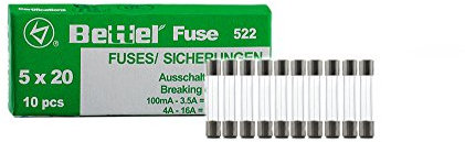 Sicherung 1A träge 5x20mm 250V TYP 522 10er Päckchen Feinsicherung Glassicherung G-Sicherung
