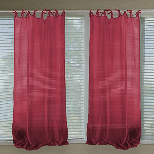 HongYa Gardine Mit Knoten Voile Durchsichtig 1er-Pack Vorhang BxH:140x145cm