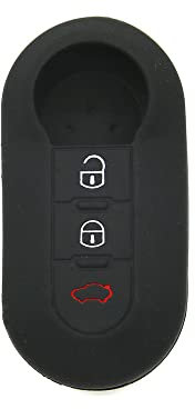 Cover Guscio Chiave Silicone Gomma Compatibile con Fiat 500 500L Panda Punto Qubo Lancia Ypsilon Delta 3 Tasti Custodia Protezione Telecomando Auto