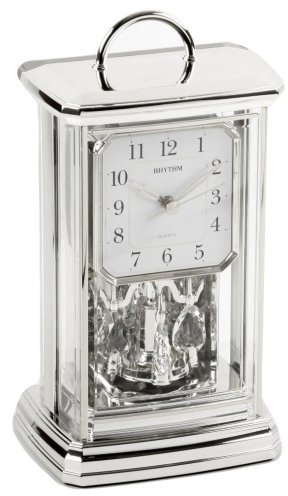 Silber Rhythm Arabisches Zifferblatt Pendel Jahrestag Kaminuhr