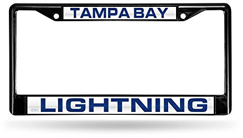 Rico Industries NHL Kennzeichenrahmen, lasergeschnitten, verchromt, Schwarz, Laser Cut Inlaid Standard Chrome License Plate Frame, Teamfarbe, 6 x 12.25-inches