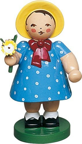 Handbemaltes Mädchen aus Holz mit Blumenstrauß