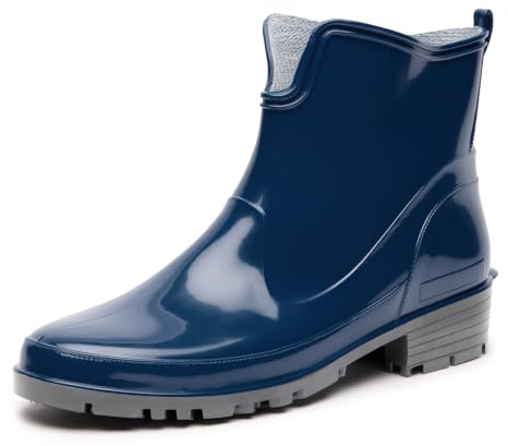 Ladeheid Stivaletti Donna in Gomma PVC – Eleganti, Impermeabili e Leggeri, Stivali da Pioggia Corti per la Primavera e l’Autunno, Antiscivolo, Comodi LA-930 (Blu Scuro, 37)