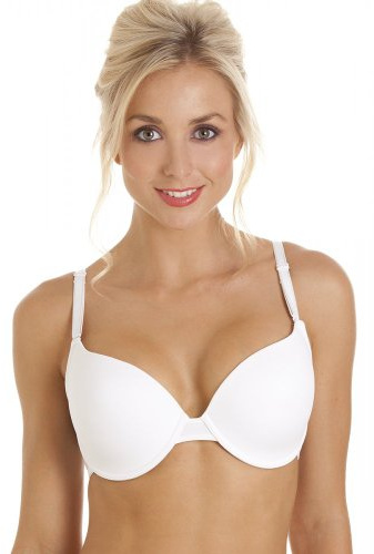 Camille Womens White Underwired Moulded Cup Multiway Bra 32D