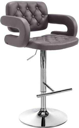 CLP Barhocker Dublin Mit Kunstleder-Bezug I Höhenverstellbar, Farbe:braun, Gestell Farbe:Chrom