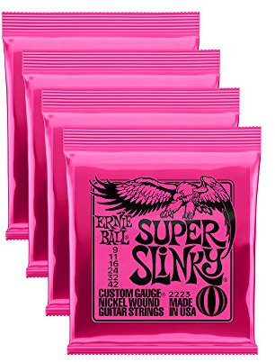 Ernie Ball Super Slinky P02223 Saiten für E-Gitarre, Nickelumwicklung, Lot/4