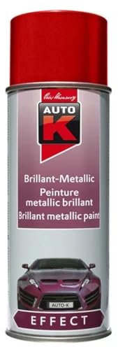 Peinture Métallisée Auto-K - Bombe Aérosol Spray de Peinture Métallisée Auto Moto - Rouge Indy - 400 ml - Ref. 233105