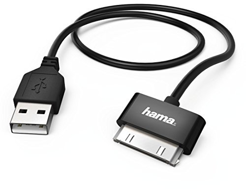 Hama USB-Lade- und Datenkabel (geeignet für Apple iPhone 3G/3GS/4/4S und iPod, Apple MFI zertifiziert, 30-Pin auf USB-A-Stecker, Länge 100cm) schwarz