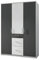 Wimex 147625 Kleiderschrank/ Drehtürenschrank Click, 3 Türen, 2 große, 1 kleine Schubladen, (B/H/T) 135 x 199 x 58 cm, Weiß/ Absetzung Anthrazit