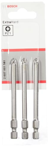 Bosch Professional Bit Extra-Hart für Pozidriv-Kreuzschlitzschrauben (PZ1, Länge: 89 mm, 3 Stück), 2607001581