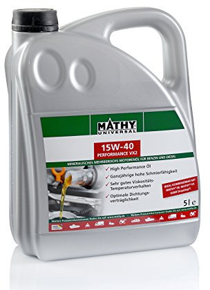 MATHY Motoröl 15W-40 Performance VX2 (5,0 l) - Mineralisches Motor-Öl für Diesel- und Benzin-Motoren, Turbo und Kat getestet - Universal einsetzbar