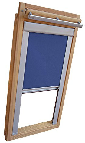Rolloworld Verdunkelungsrollo Rollo mit Seitenschienen für Velux DKL/DKU-EP GGU,GPU,GHU,GTU MK08 Mittelblau