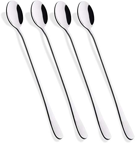 Hiware 9-Inch Long Handle Iced Tea Spoon, Coffee Spoon, Ice Cream Spoons, Stainless Steel Cocktail Stirring Spoons, Set of 4