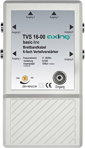 Axing TVS 16-00 6 fach Verteilverstärker für kleine BK (Kabelfernsehen) und terrestrische Netze mit UKW u. DVB-T2 HD
