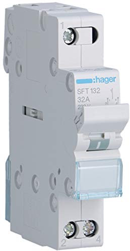 Hager - Conmutador modular 1 polo 32a comun arriba i-0-ii