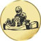 S.B.J - Sportland Pokal/Medaille Emblem, Motiv Kart, Durchmesser 50 mm, Gold