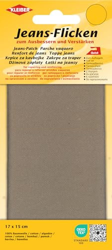 Kleiber + Co.GmbH Jeans-Bügelflicken, 100% Baumwolle, beige, ca. 17 cm x 15 cm