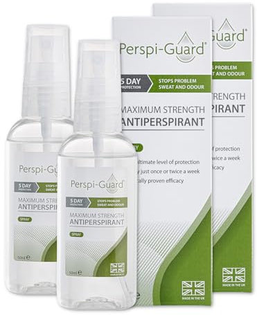 Perspi-Guard Maximum Strength Antiperspirant Spray 50 ml, 2-Pack, Strong Deodorant for Excessive Sweating & Hyperhidrosis, Anti Sweat Spray, Unscented