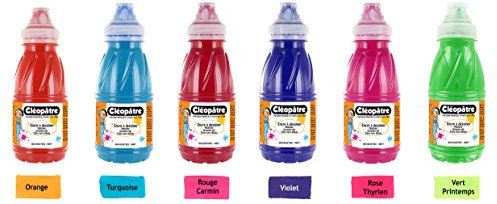 Cleopatre - EAD250x6B - Pack de 6 frascos de tinta de dibujo, 250 ml, colores secundarios