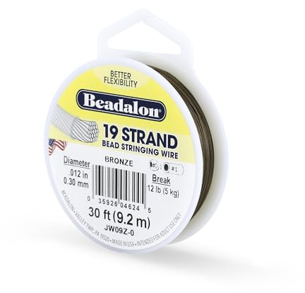 Beadalon 0.3 mm Diameter 9.2 m Reel 19 Strand Wire Bronze | 19 Micro-Wire Strands, Nylon-Coated, Polished Finish, Professional Grade, Multiple Sizes, DIY Jewelry Making, Made in USA