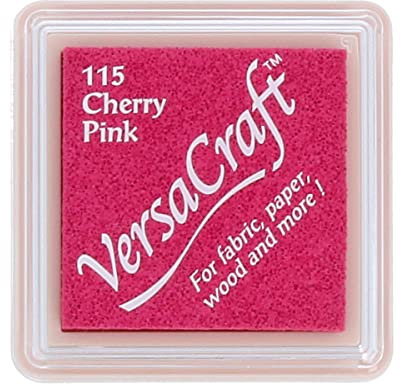 Tsukineko VersaCraft VKS-115 Stempel Stoff, kleiner Cube 25 x 25 mm, Rosa (Cherry Pink)
