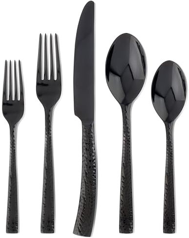 Hampton Forge Paris Hammered , Stainless Steel, 20-Piece Flatware Set, Gunmetal