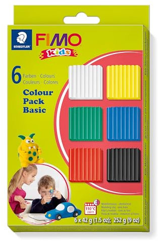 STAEDTLER 8032 01 - Fimo kids Materialpackung Colour Pack, basic, 6 x 42 g