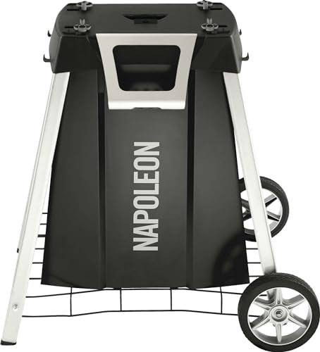 Napoleon BBQ Grillzubehör TravelQ Ständer für PRO285 Gewürzschale aus Edelstahl Integrierter Flaschenöffner Verdeckte Propanaufbewahrung Abnehmbare Seitenablagen Ganzjahresrollen