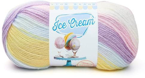 Lion Brand Yarn 100 Percent Acrylic Ice Cream Yarn, Cotton Candy,10.89 x 10.89 x 22.32 cm