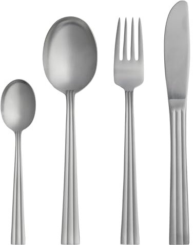 Gense Thebe Besteck Set 4 Personen, 16 Teiliges Besteckset, Essbesteck Set aus Mattem Edelstahl, Spülmaschinenfest, Skandinavisches Design