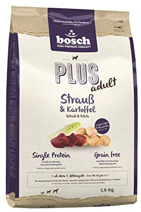 bosch HPC PLUS Adult Strauß & Kartoffel | Hundetrockenfutter für ausgewachsene Hunde aller Rassen | Single Protein | grain-free | 1 x 2.5 kg