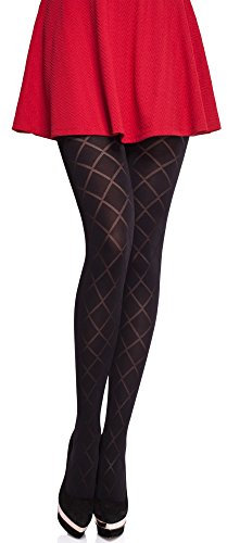 Merry Style Collant Fantaisie Opaque à Motif Lingerie Sexy Sous-vêtements Femme MS 328 60 DEN (Noir, XL)